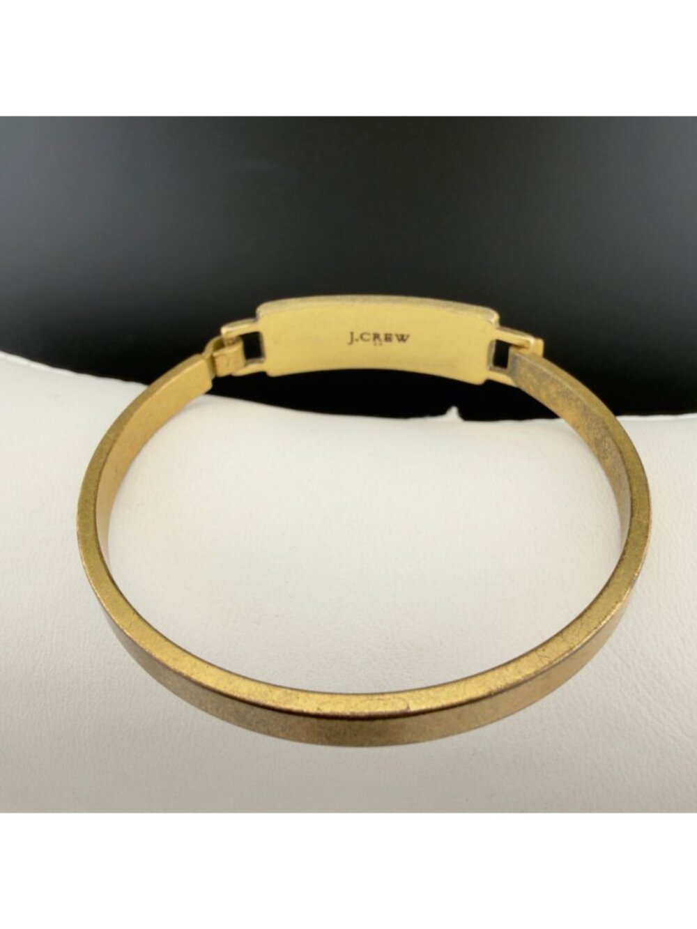 J.Crew Gold Tone Crystal Bangle Bracelet Brushed Minimalist Classic - Picture 5 of 8
